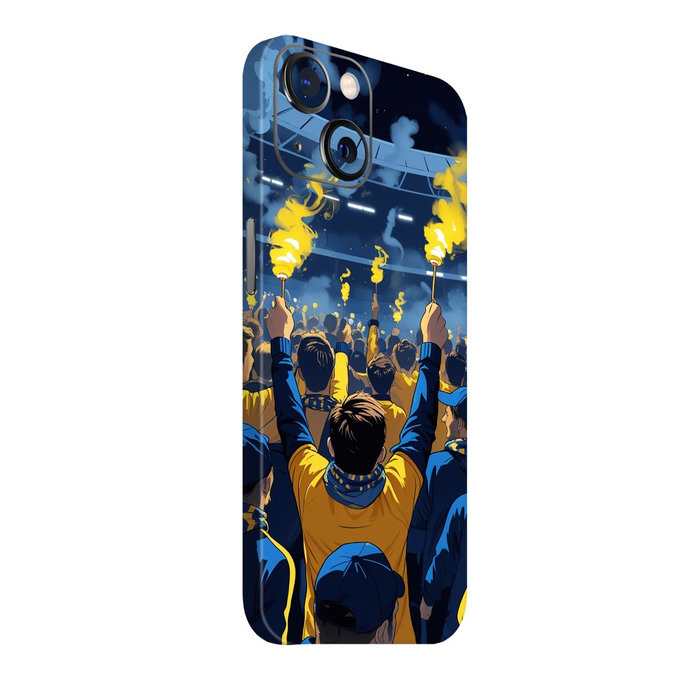 iPhone 15 Kaplama Sarı Lacivert Taraftar