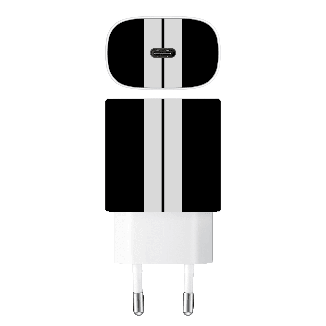 Samsung 25w Şarj Aleti Kaplama Siyah Çift Beyaz Şerit