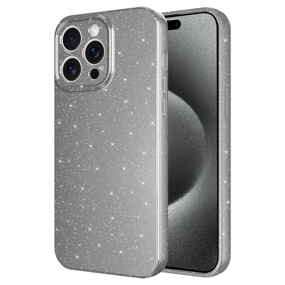 iPhone 15 Pro Kılıf Kamera Korumalı Simli Lüks Koton