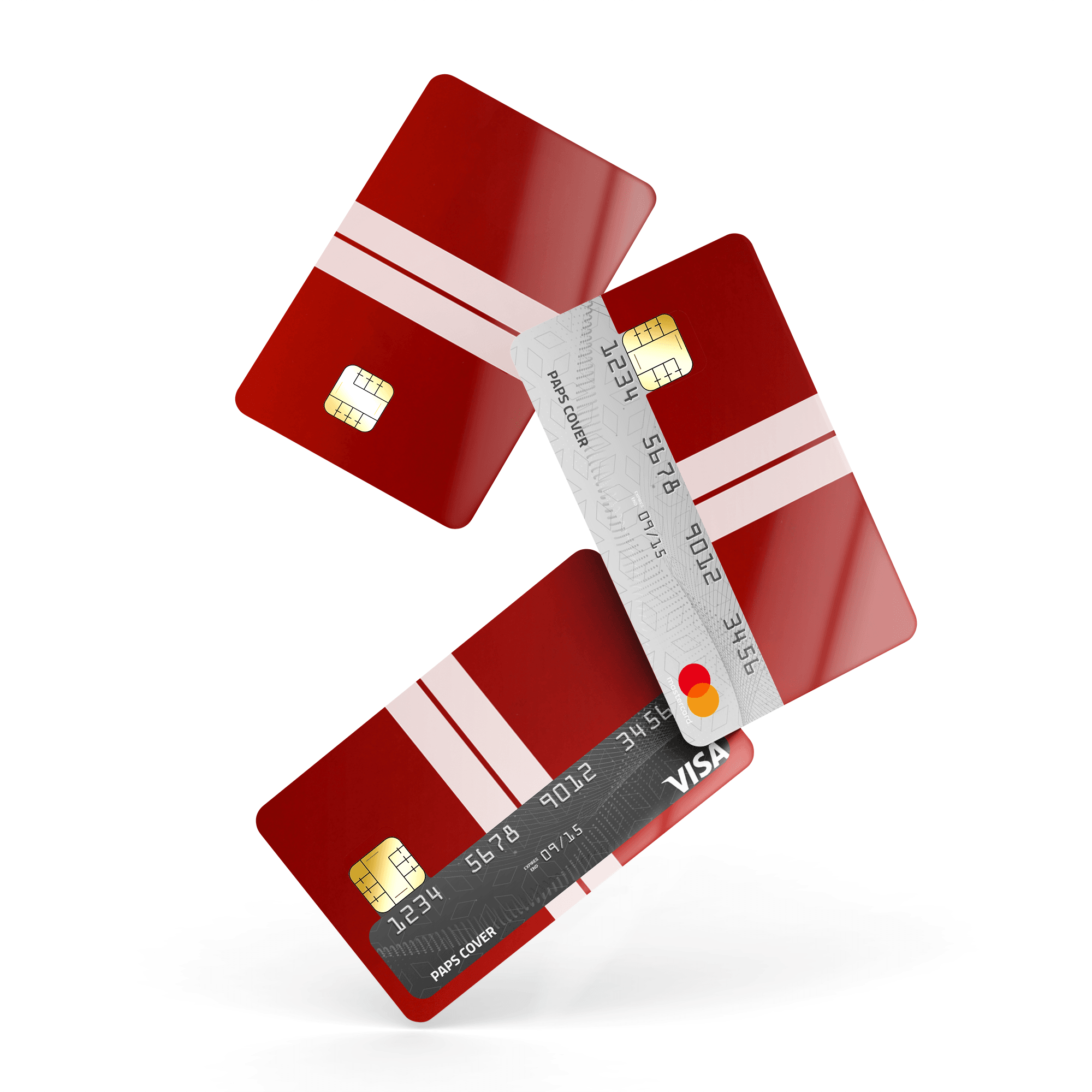 Kredi Kartı Kaplama / Sticker - Ateş Kırmızısı Çift Beyaz Şerit