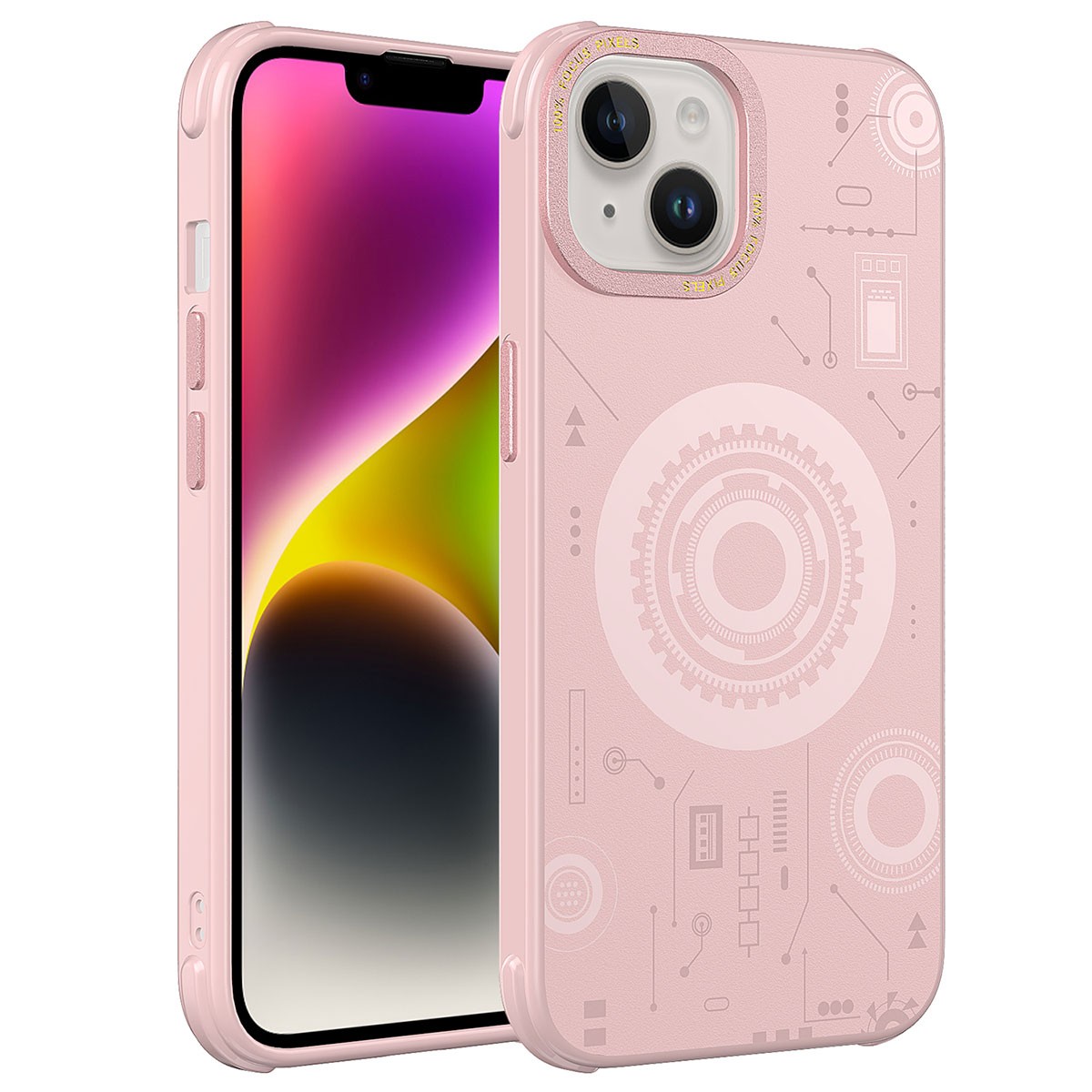 iPhone 14 Kılıf Wireless Şarj Özellikli Desenli Hot