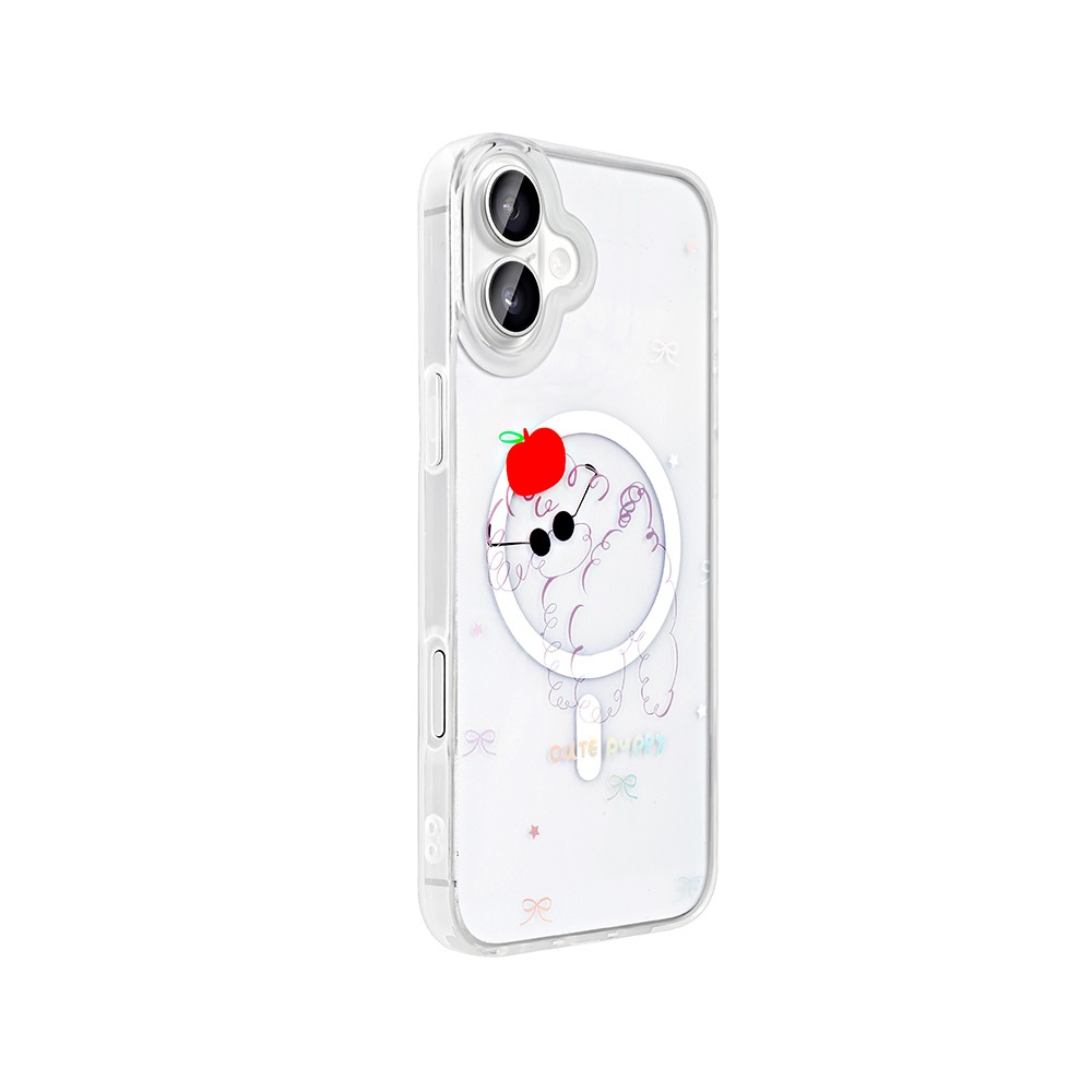 Apple iPhone 16 Plus Kılıf M-Safe Şarj Özellikli Şeffaf Zore Folk Sert Kapak