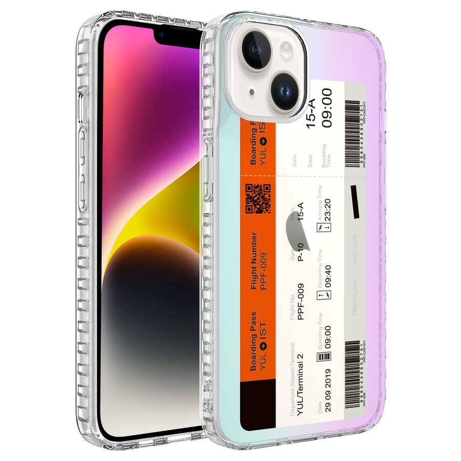 iPhone 14 Plus Kılıf Airbag Kenarlı Renkli Desenli Silikon Elegans