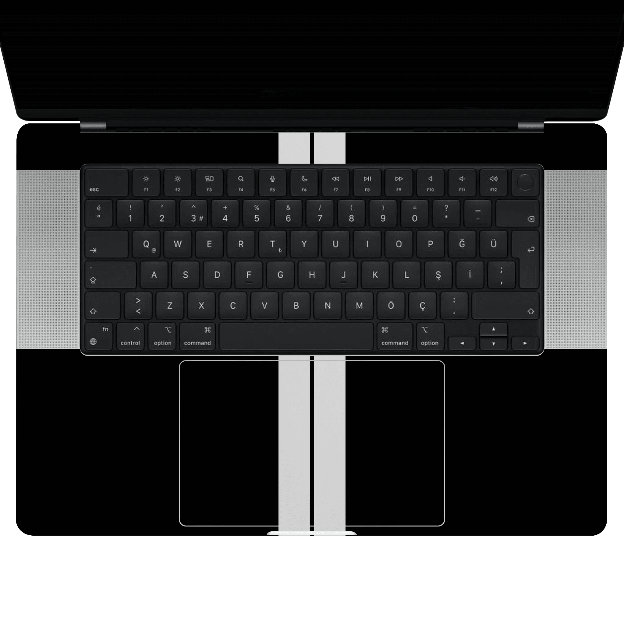 Macbook Pro 16" (2023 M3) Kaplama - Siyah Çift Beyaz Şerit