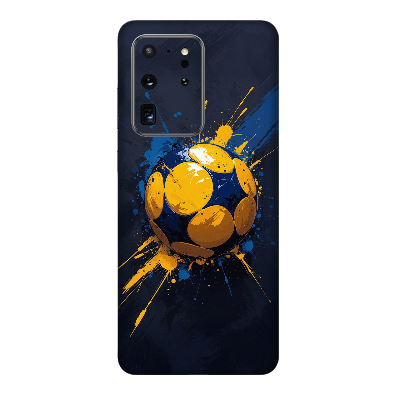 Samsung S20 Ultra Kaplama Sarı Lacivert Top