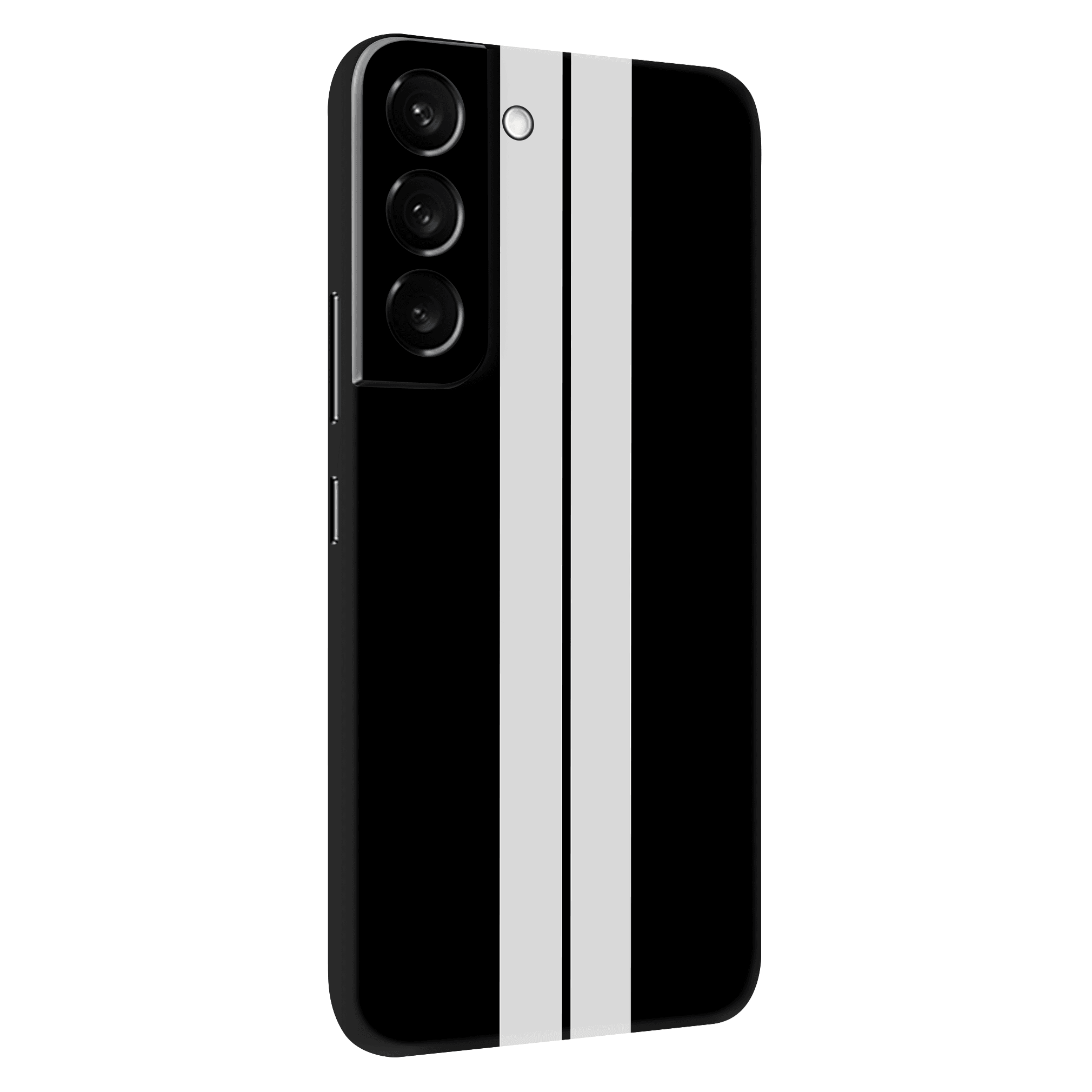 Samsung S22 Plus Kaplama Siyah Çift Beyaz Şerit