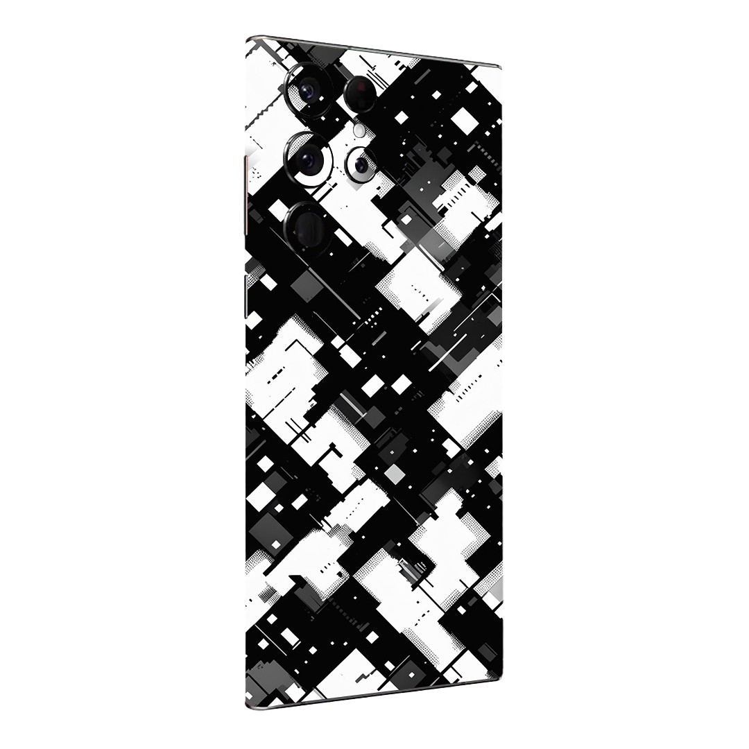 Samsung S22 Ultra Kaplama Siyah Beyaz Pixel