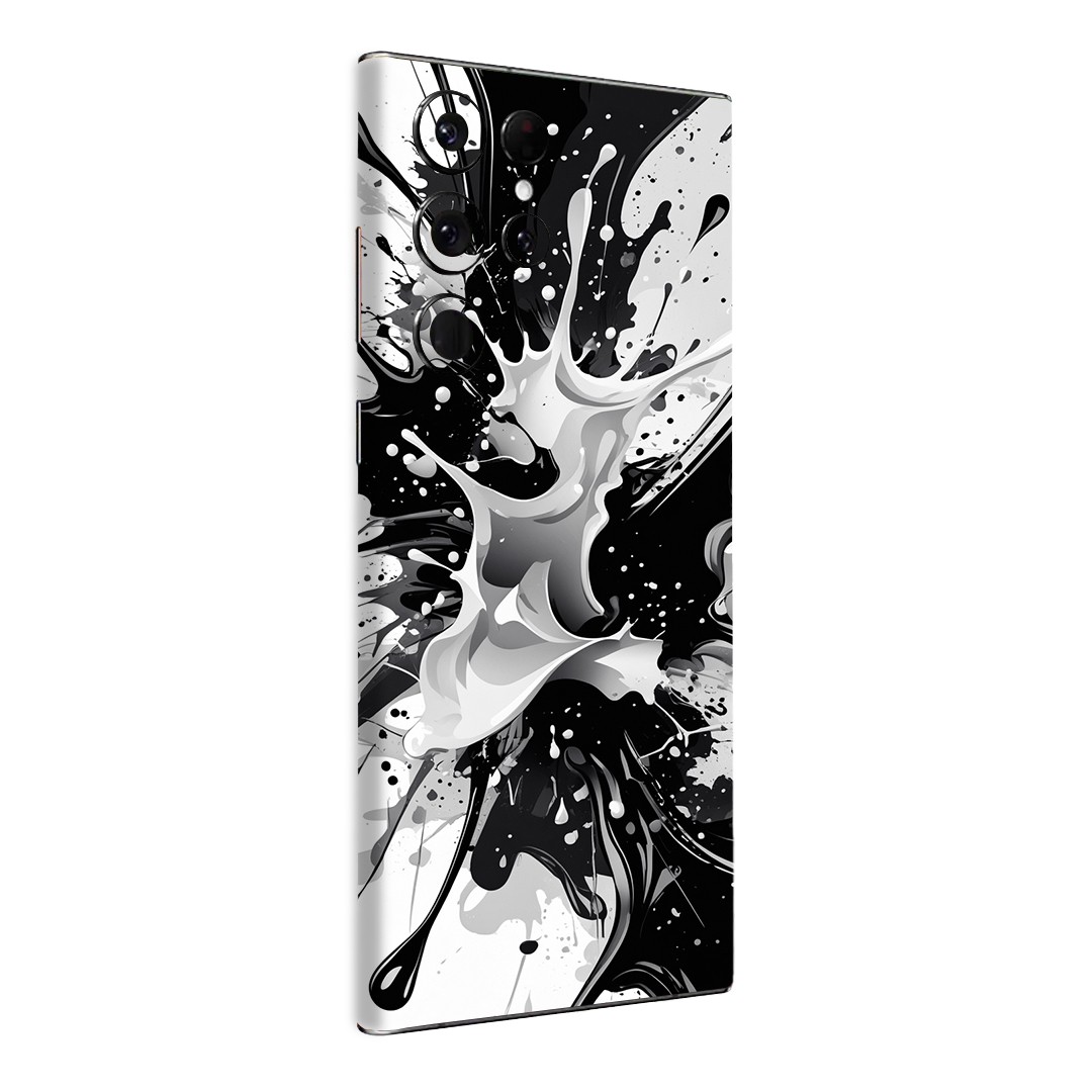 Samsung S22 Ultra Kaplama Siyah Beyaz Boya