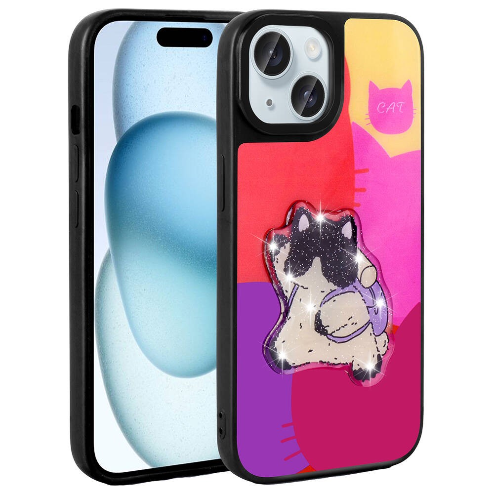 iPhone 13 Kılıf Parlayan Kabartmalı İkonik Figürlü Amas Silikon