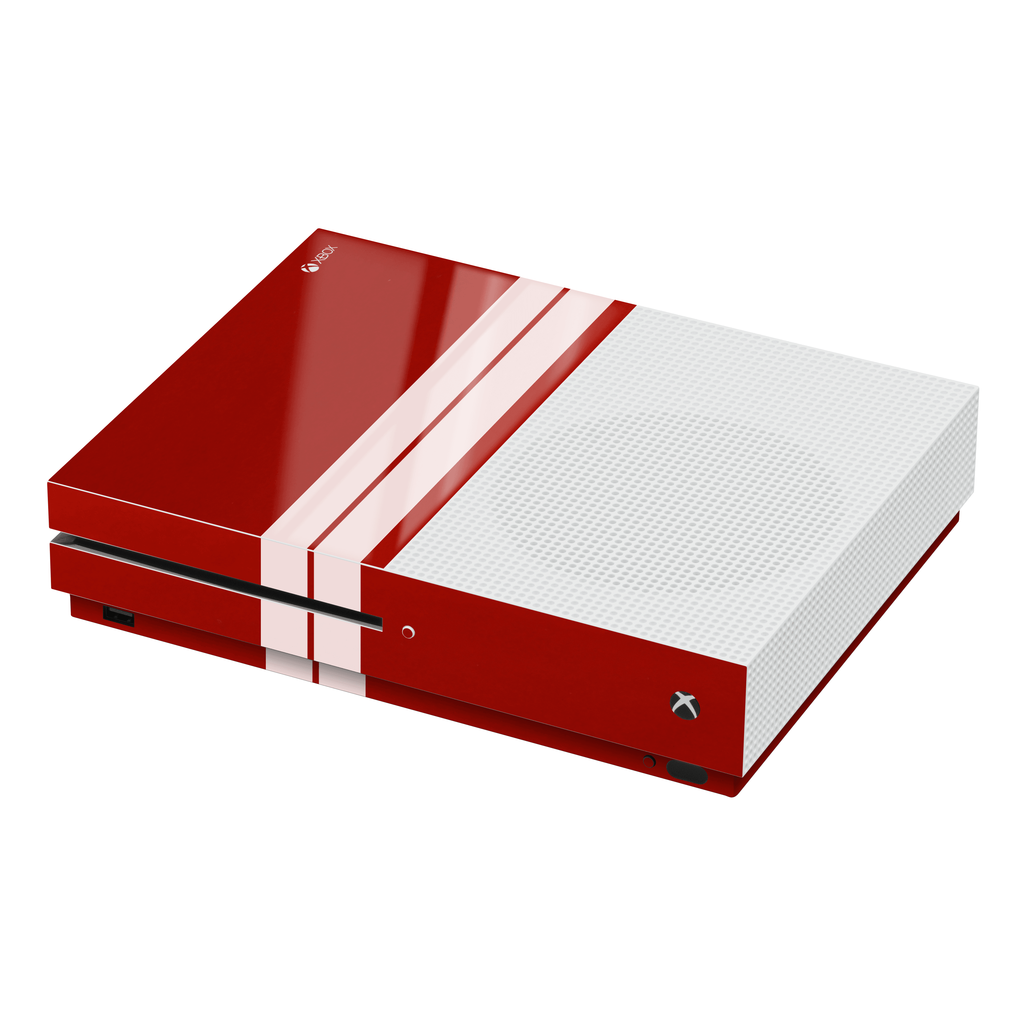 Xbox One S Kaplama Ateş Kırmızısı Çift Beyaz Şerit