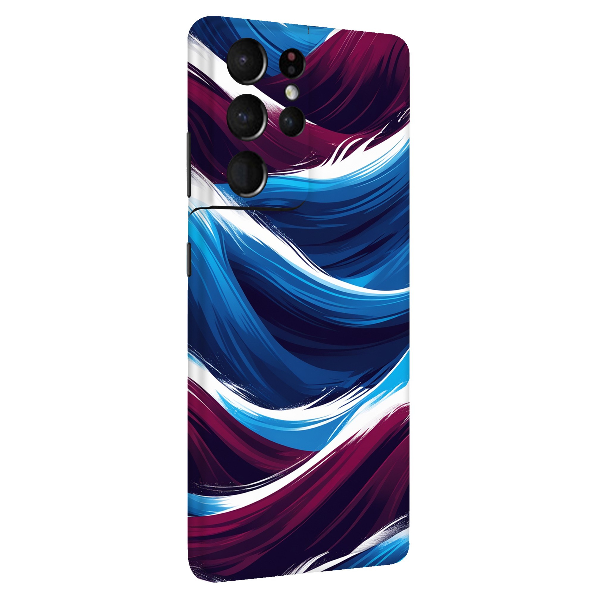 Samsung S21 Ultra Kaplama Bordo Mavi Dalga