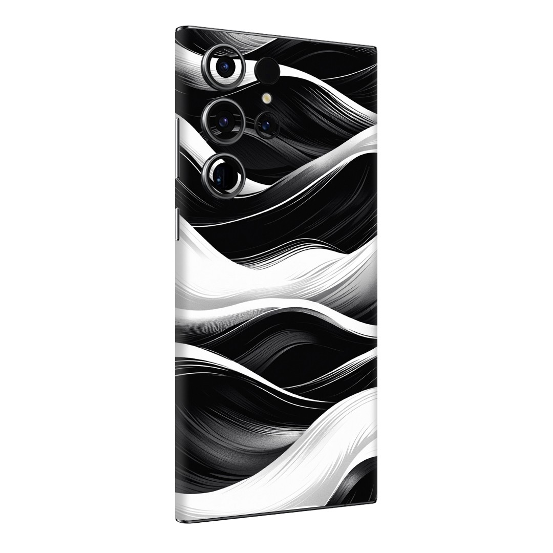 Samsung S24 Ultra Kaplama Siyah Beyaz Dalga