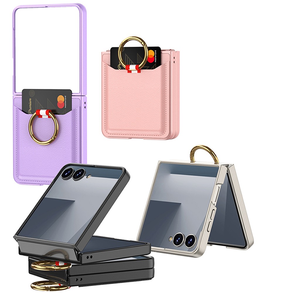 Galaxy Z Flip 7 Zore Kıpta Yüzüklü Kartlıklı Kapak