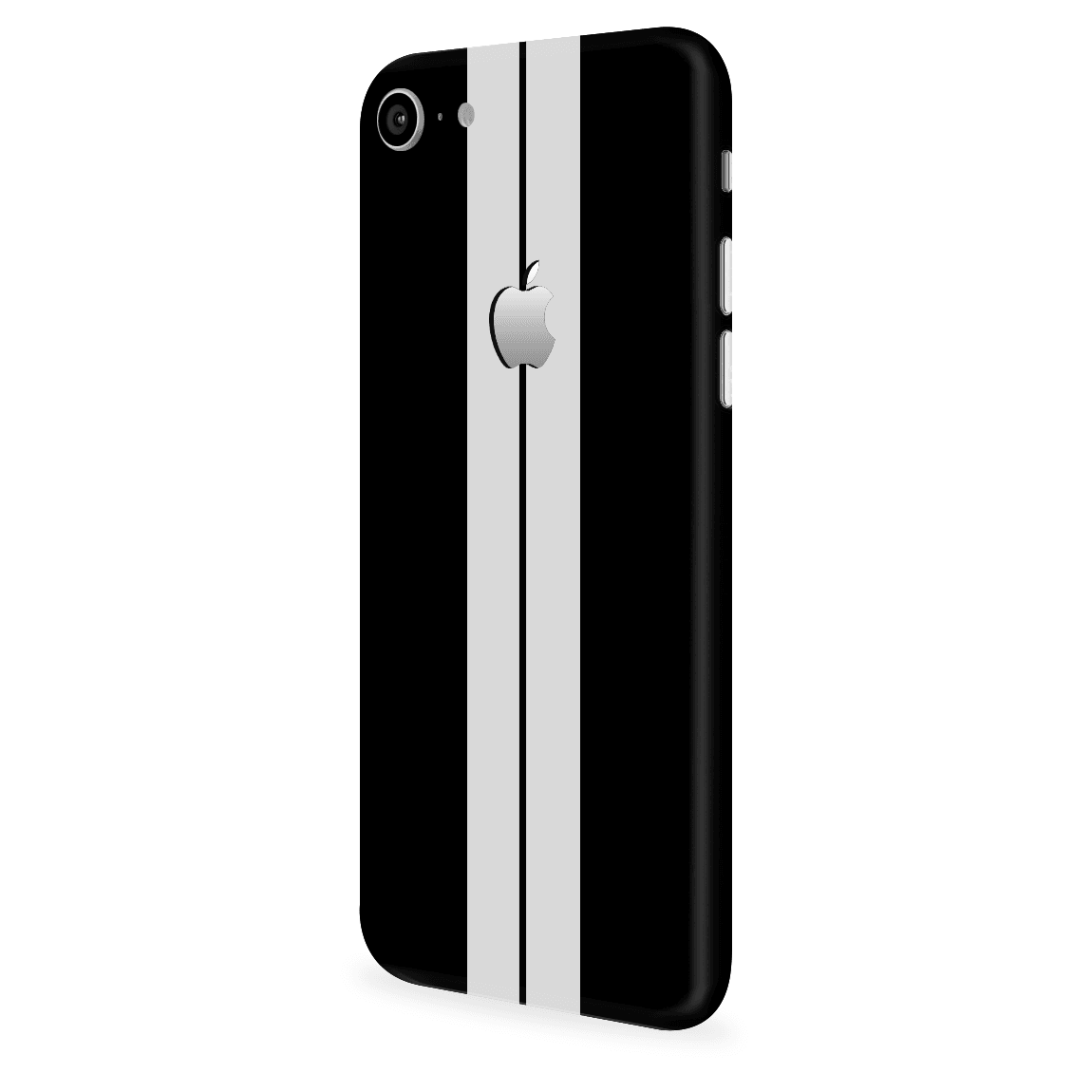 iPhone 8 Kaplama Siyah Çift Beyaz Şerit