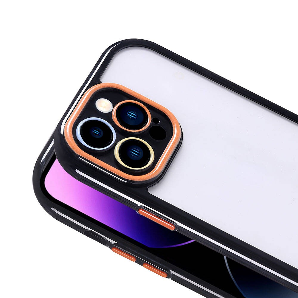 iPhone 14 Pro Max Kılıf Kamera Korumalı Renkli Kenar ve Çerçeve Tasarımlı Vitamin
