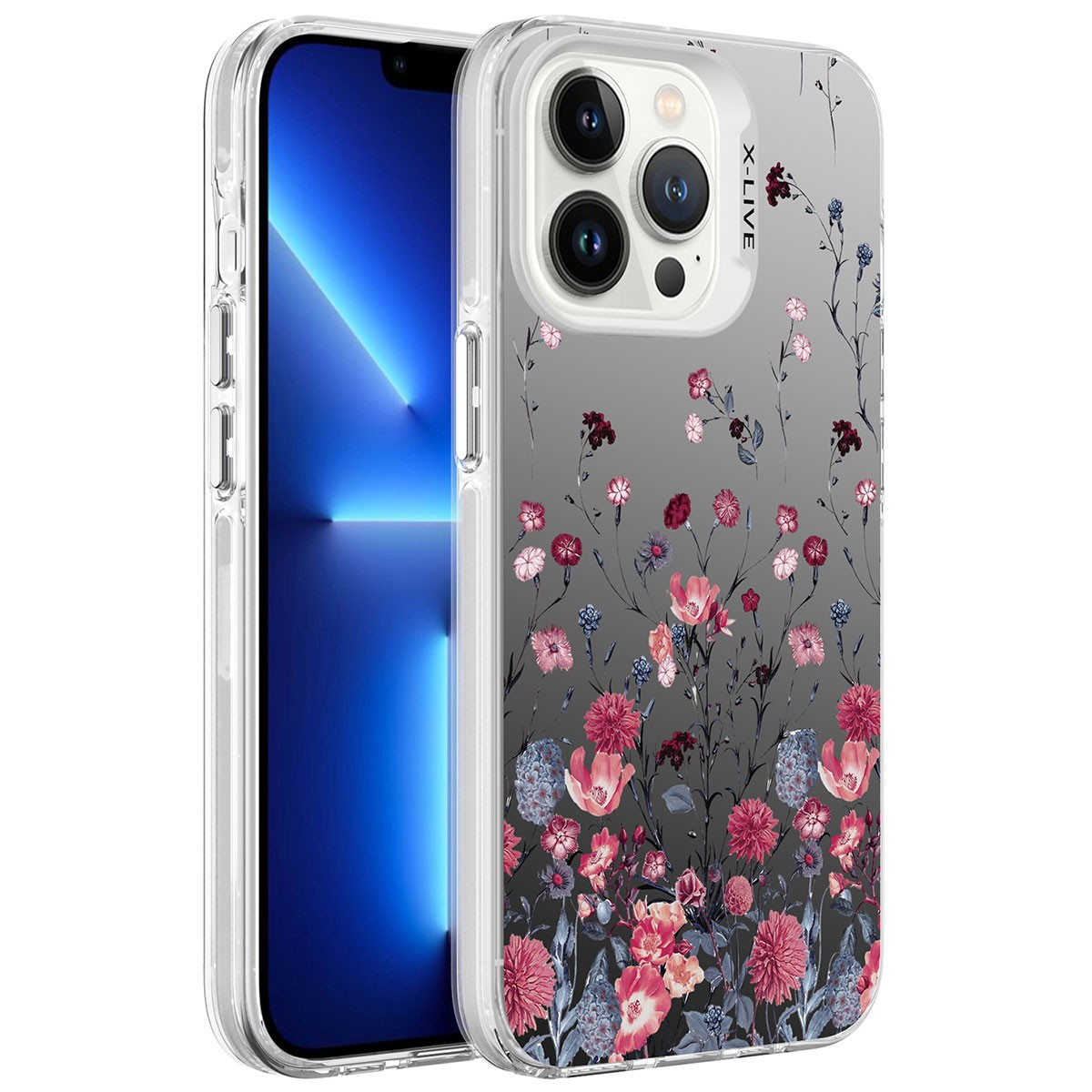 iPhone 13 Pro Max Kılıf Desenli Silver Sert