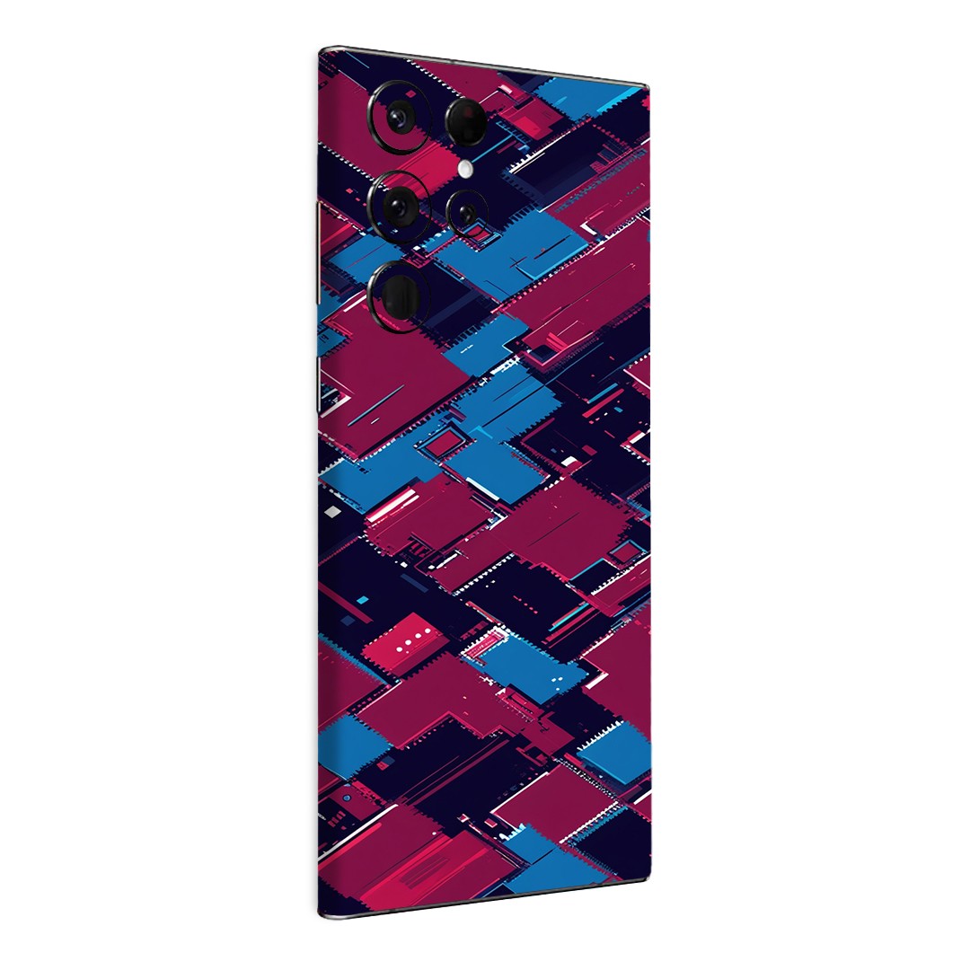 Samsung S22 Ultra Kaplama Bordo Mavi Pixel
