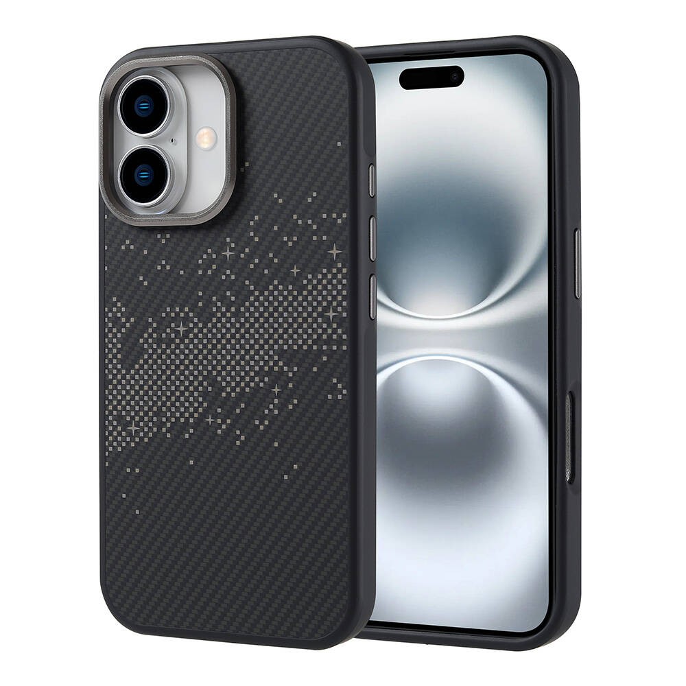 iPhone 16 Kılıf M-safe Şarj Özellikli Karbon Fiber Tasarımlı Vave