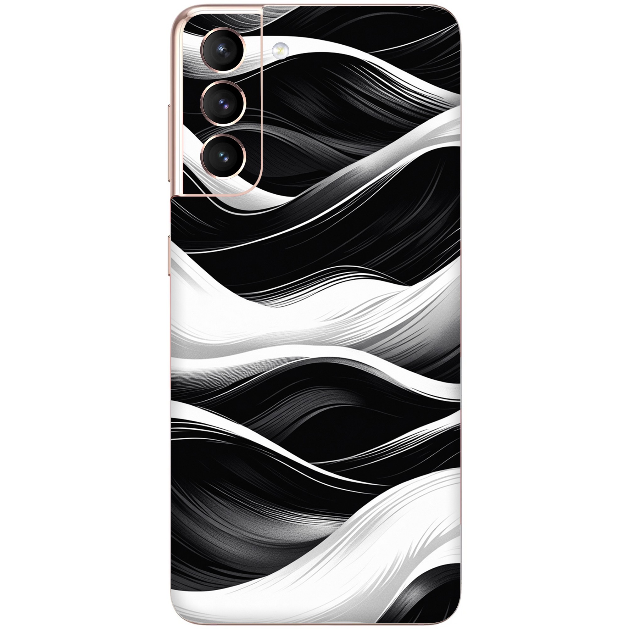 Samsung S21 Kaplama Siyah Beyaz Dalga