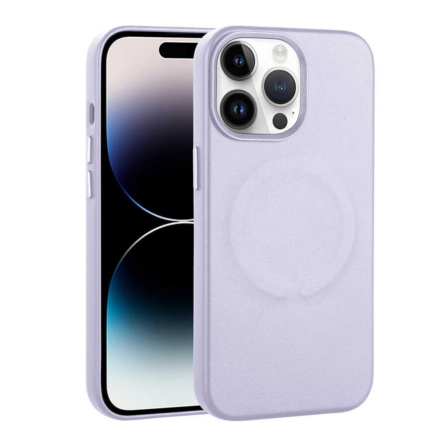 iPhone 14 Pro Kılıf PU Deri M-safe Wireless Şarj Özellikli Derix