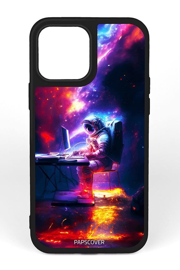 iPhone 15 Pro Silikon Kılıf Nebula Astronot