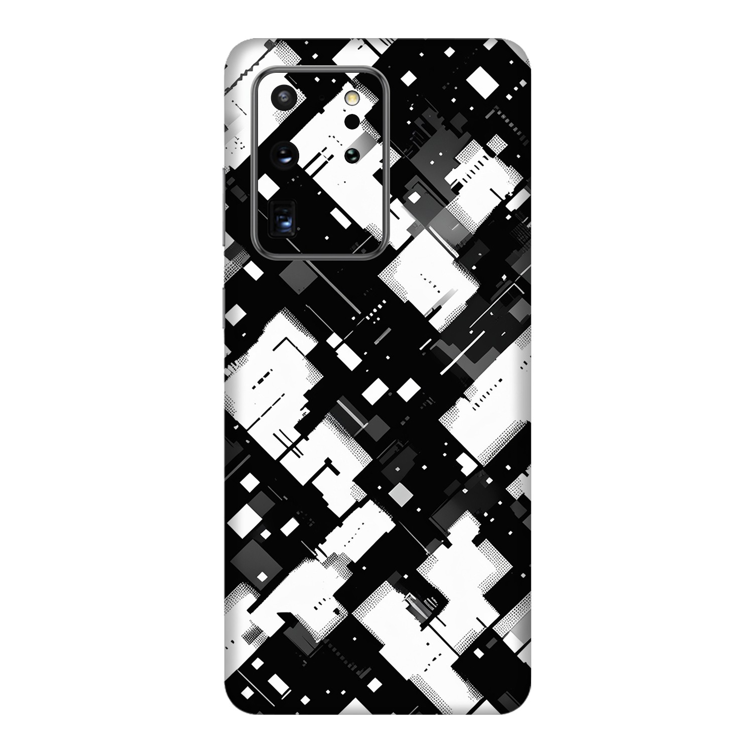 Samsung S20 Ultra Kaplama Siyah Beyaz Pixel
