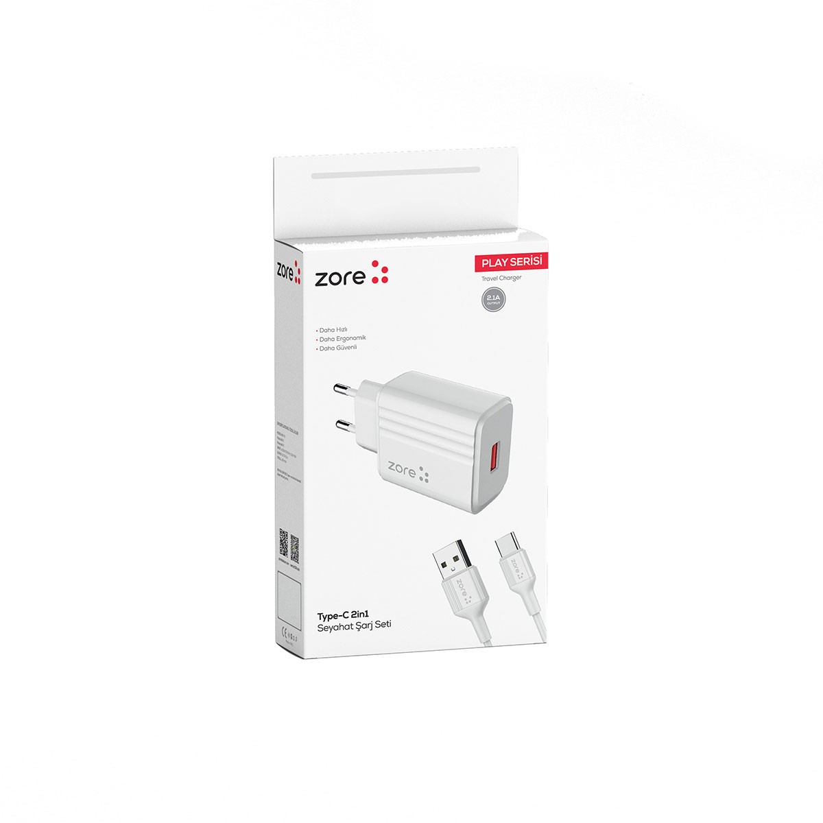 Play Serisi PL1 Type-C 2in1 Seyahat Şarj Aleti 12W