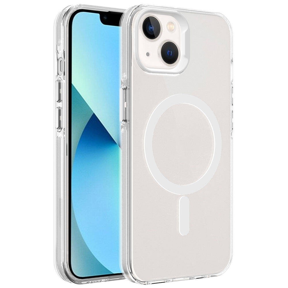 iPhone 15 Plus Kılıf M-safe Şarj Özellikli Buzlu Transparan C-Pro Sert