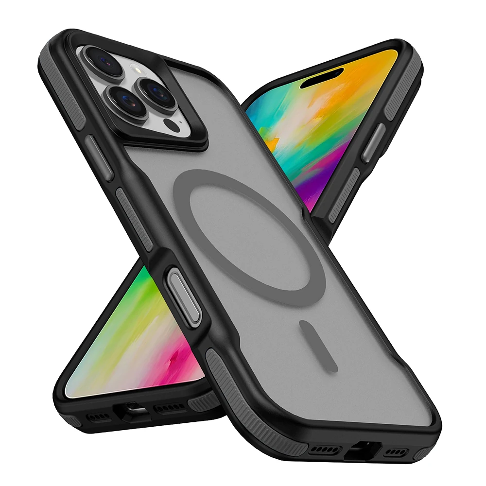 iPhone 16 Pro Kılıf M-safe Şarj Özellikli Renkli Kenar Airbag Şeritli Lamer