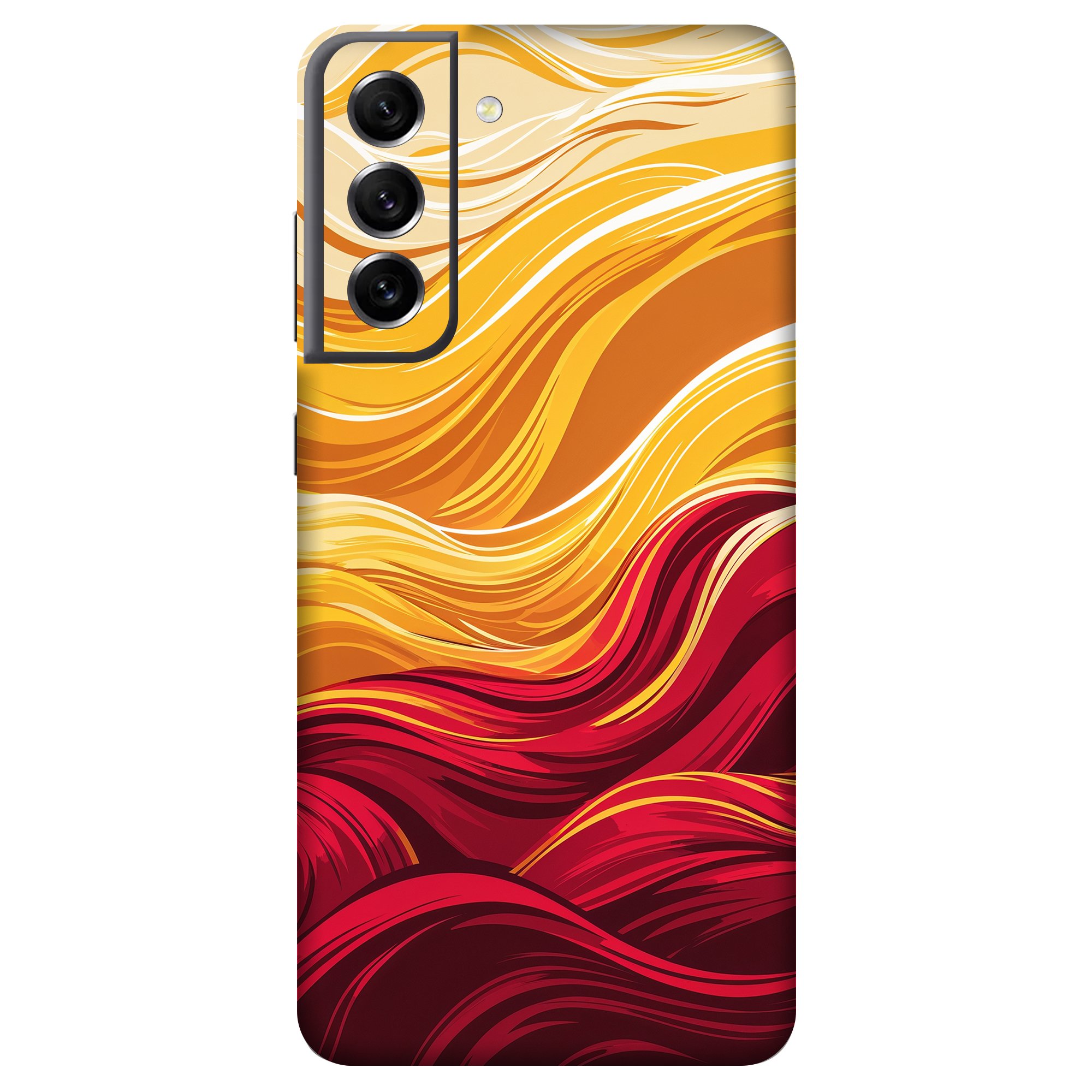 Samsung S21 FE Kaplama Sarı Kırmızı Dalga