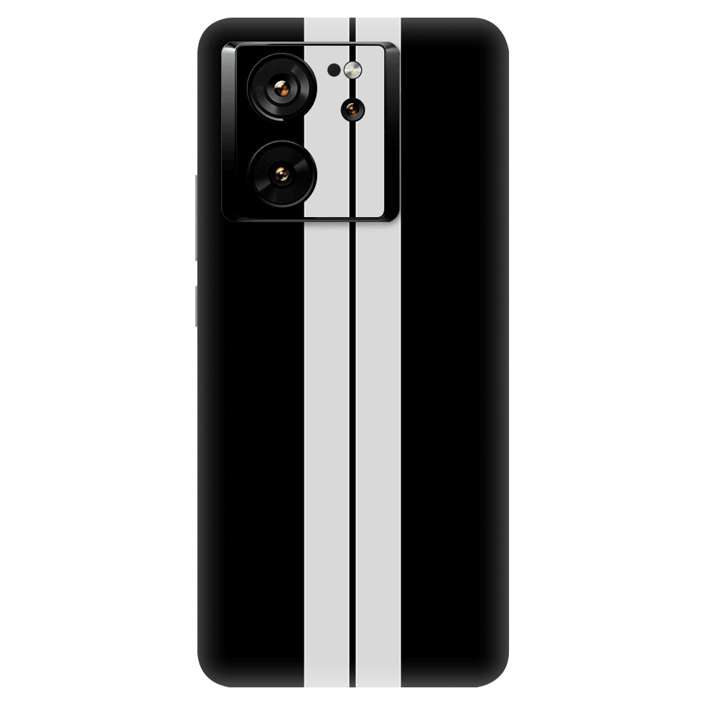Xiaomi 13T / 13T Pro Kaplama Siyah Çift Beyaz Şerit