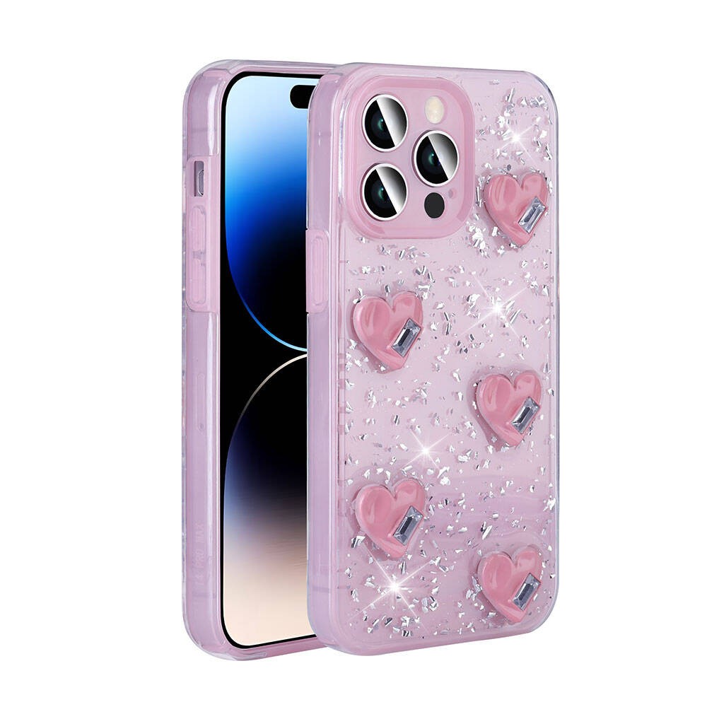 iPhone 14 Pro Max Kılıf Airbagli Simli Arka Yüzey Işıltı Silikon