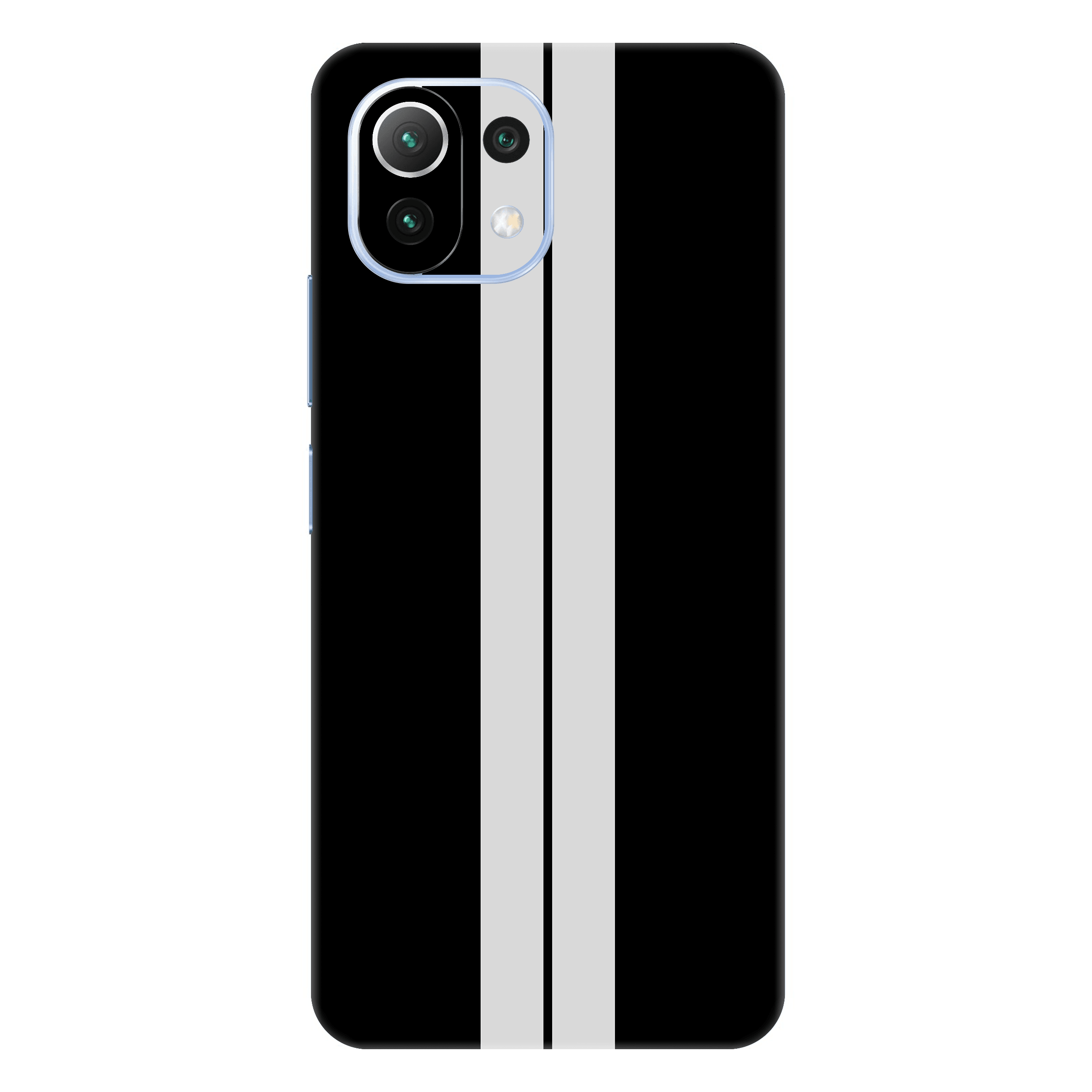 Xiaomi Mi 11 Lite Kaplama Siyah Çift Beyaz Şerit