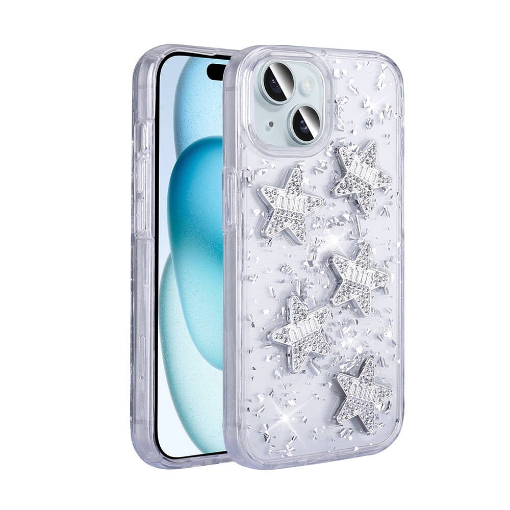 iPhone 13 Kılıf Airbagli Simli Arka Yüzey Işıltı Silikon