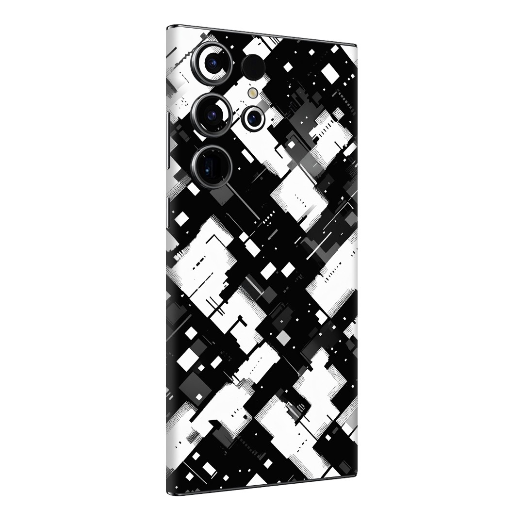 Samsung S24 Ultra Kaplama Siyah Beyaz Pixel
