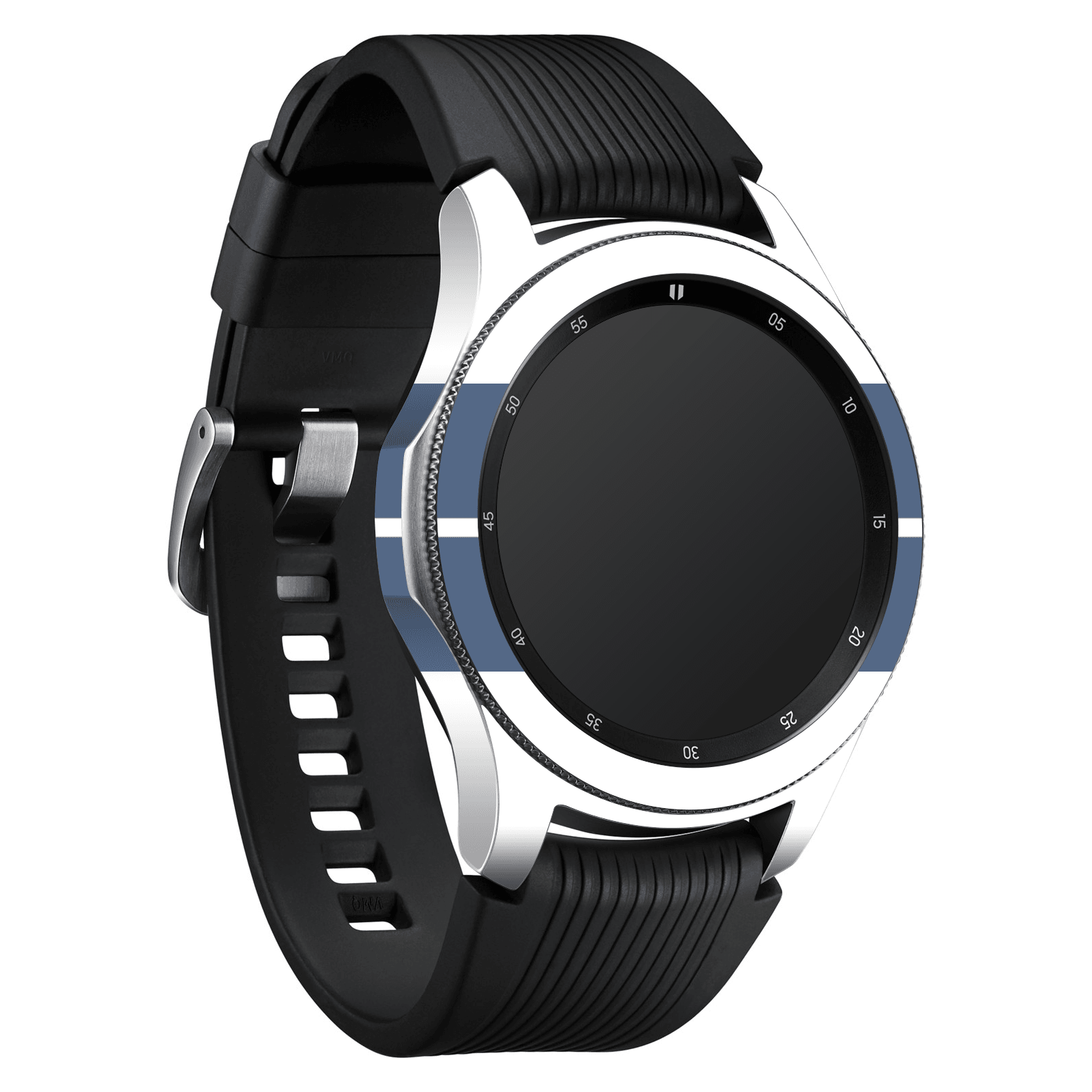 Samsung Watch (46mm) Kaplama Beyaz Çift Mavi Şerit