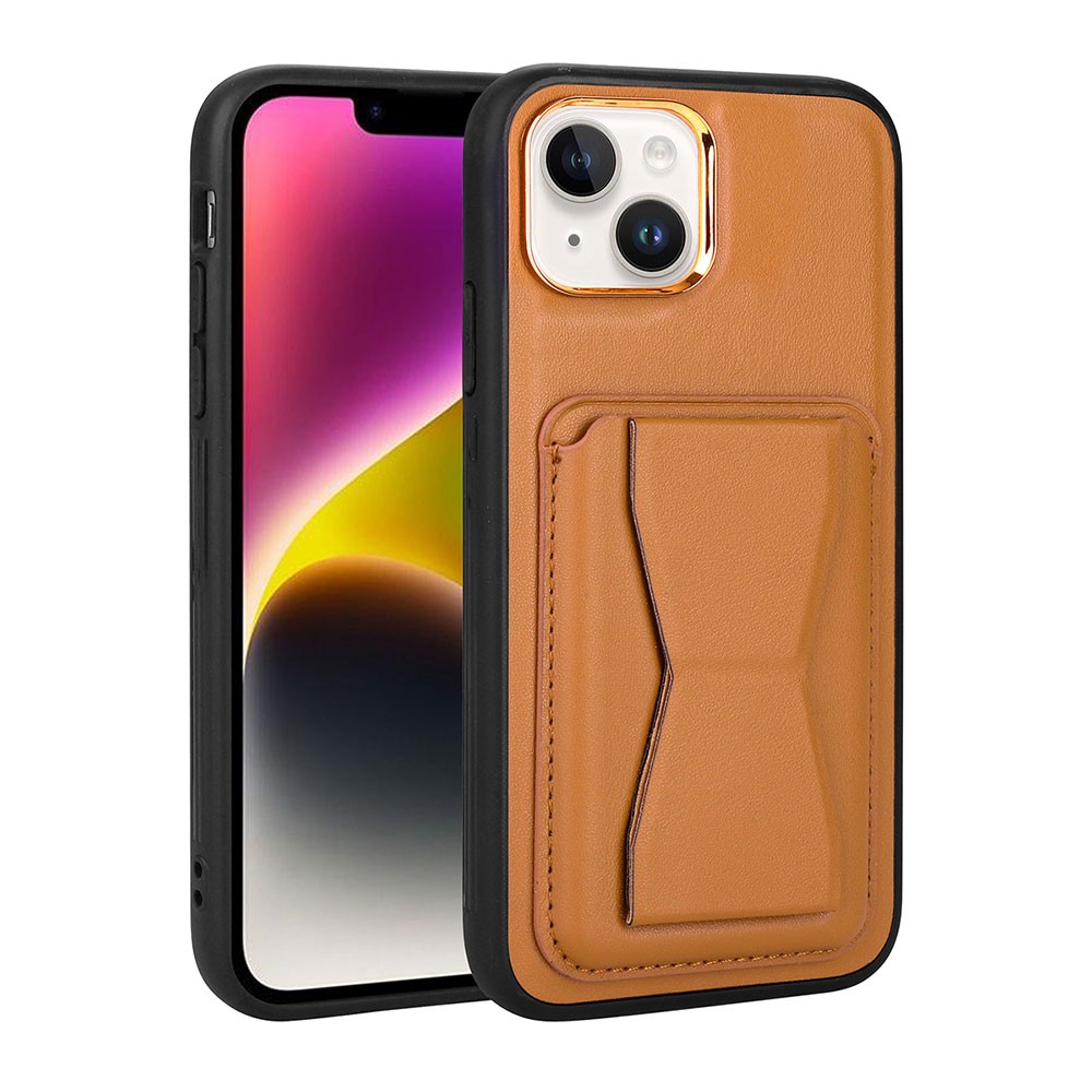 iPhone 14 Kılıf Kartlıklı Standlı ​Pu Deri Memo