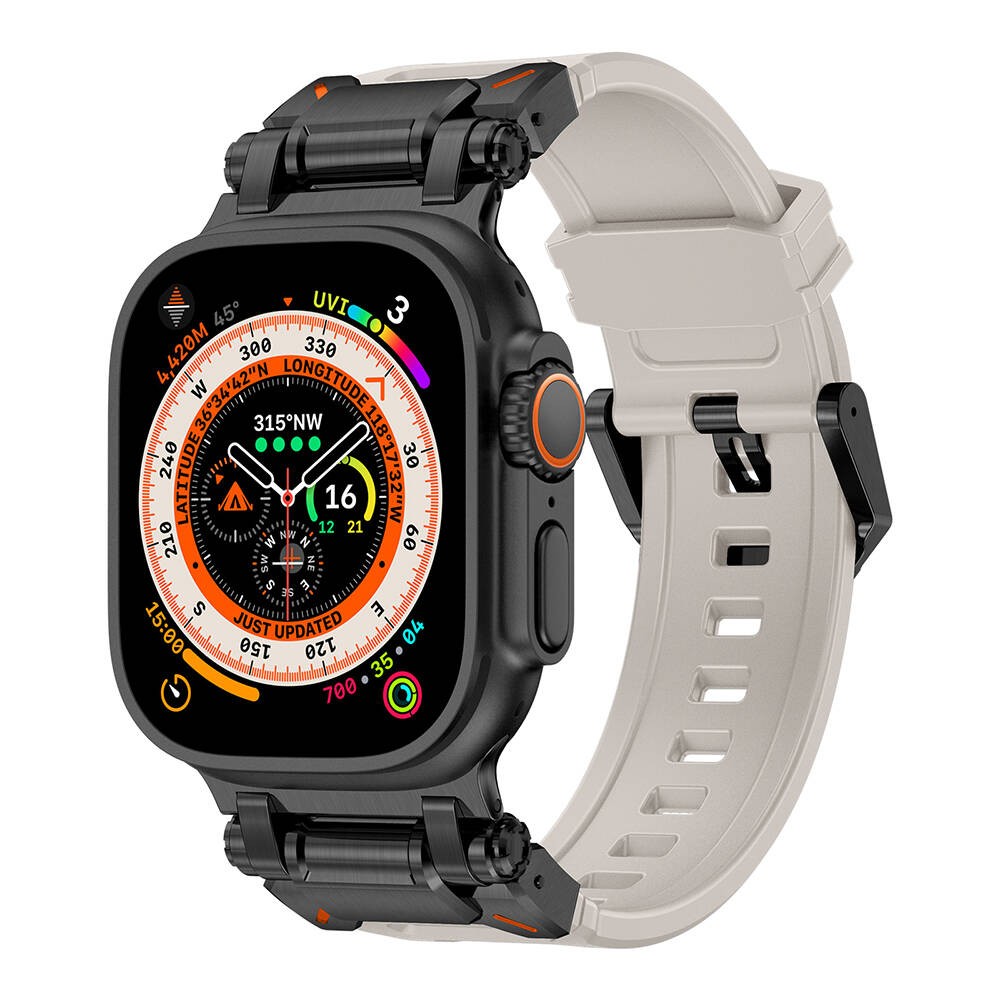 Watch Ultra 49mm KRD-101 Titanyum Metal Başlıklı Silikon Kordon