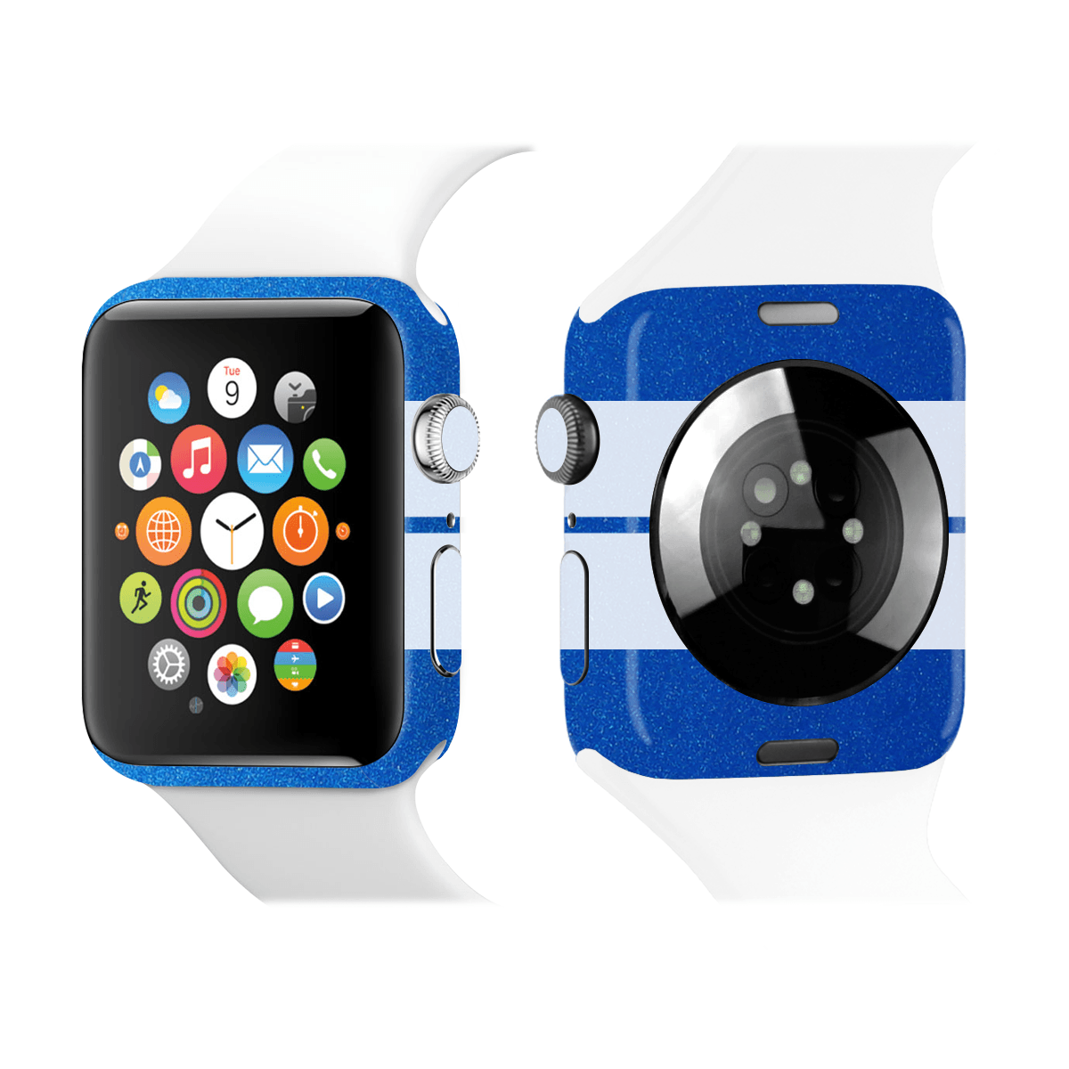 Apple Watch Kaplama Uzay Mavisi Çift Beyaz Şerit