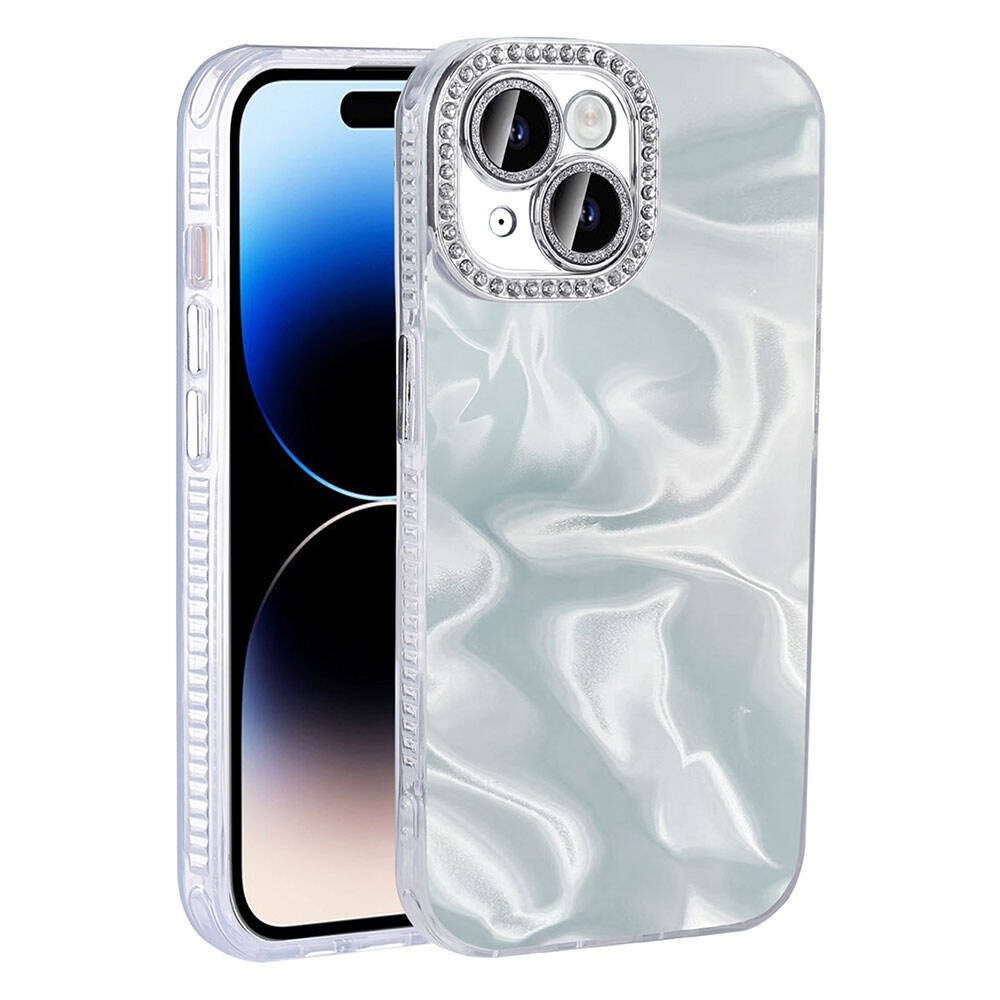 iPhone 15 Plus Kılıf Airbagli Parlak Taş Detay Tasarımlı Esila