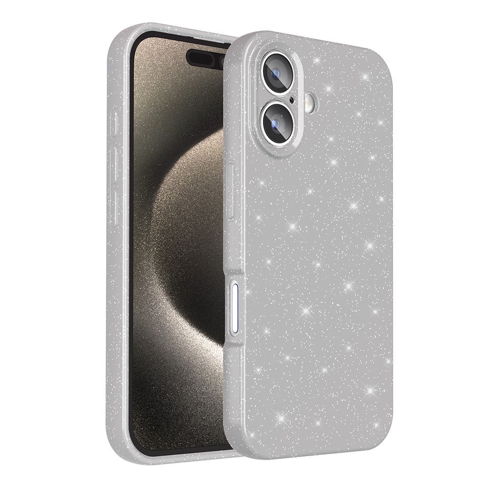 iPhone 16 Plus Kılıf Kamera Korumalı Simli Lüks Koton