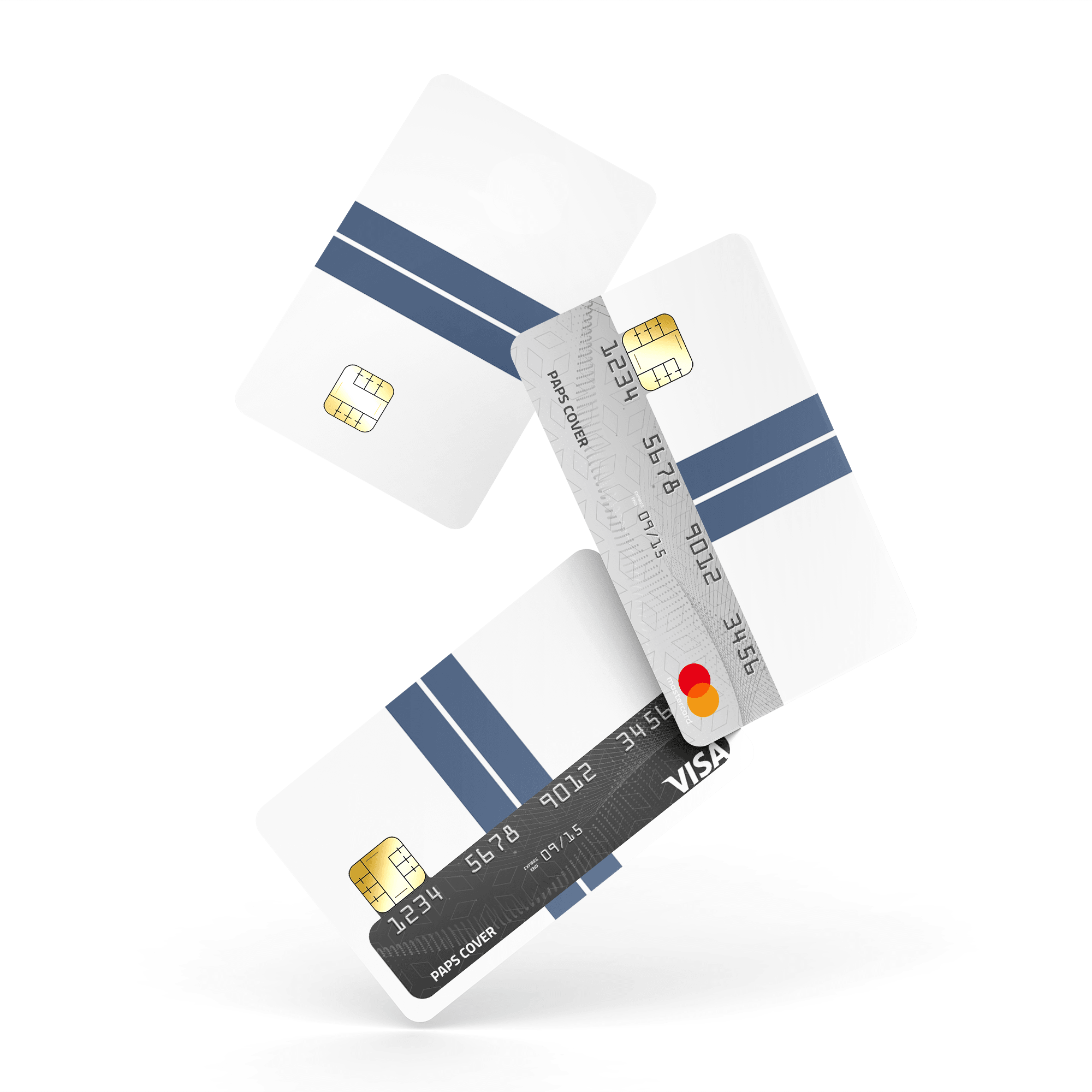 Kredi Kartı Kaplama / Sticker - Beyaz Çift Mavi Şerit