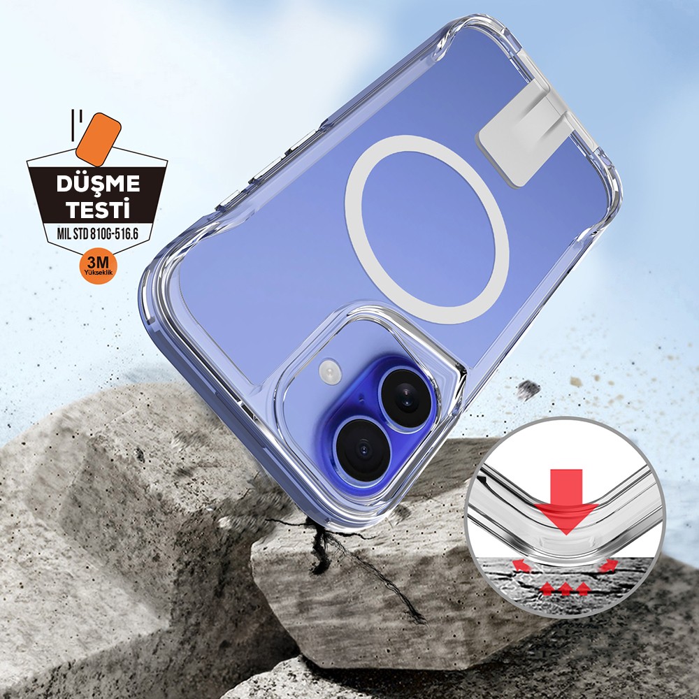 iPhone 16 Kılıf M-safe ve T-Max Standlı