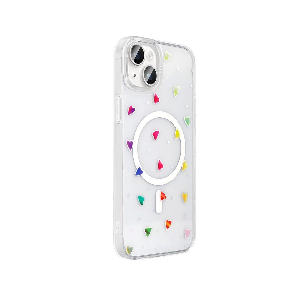 Apple iPhone 15 Plus Kılıf M-Safe Şarj Özellikli Şeffaf Zore Folk Sert Kapak