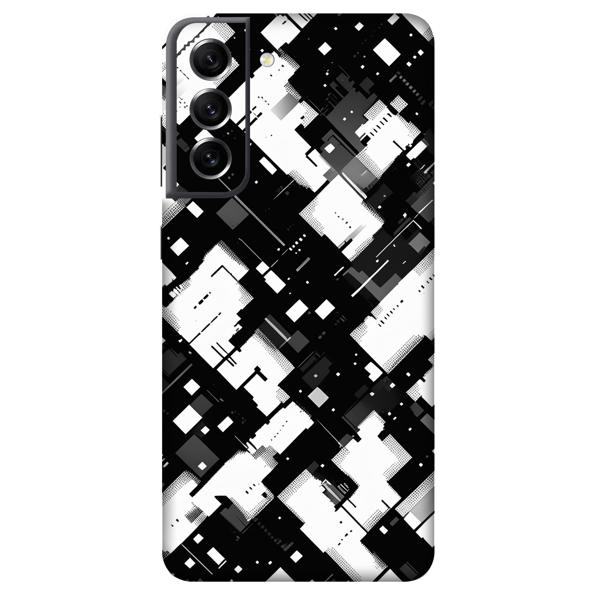 Samsung S21 FE Kaplama Siyah Beyaz Pixel