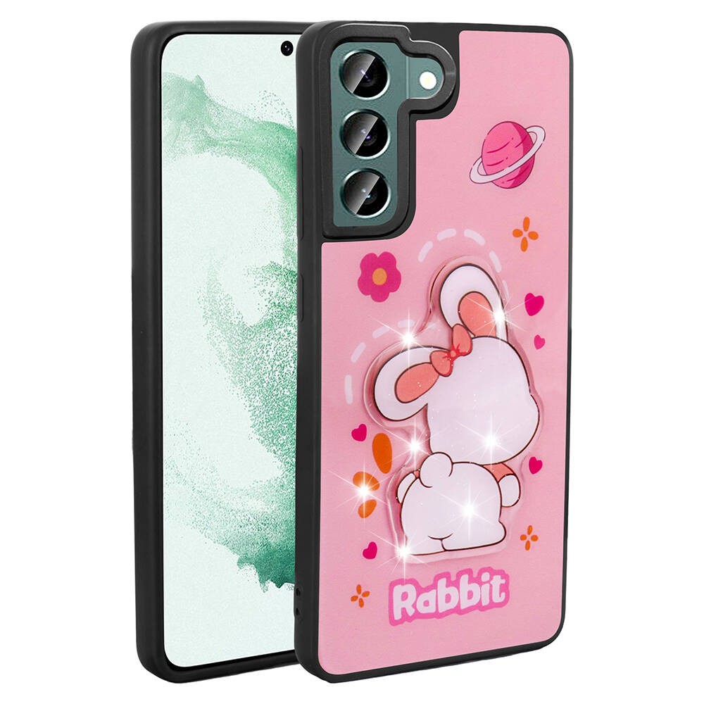 Galaxy S22 Kılıf Parlayan Kabartmalı İkonik Figürlü Amas Silikon