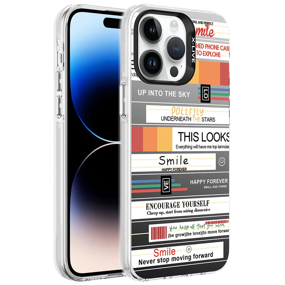 iPhone 14 Pro Kılıf Desenli Silver Sert