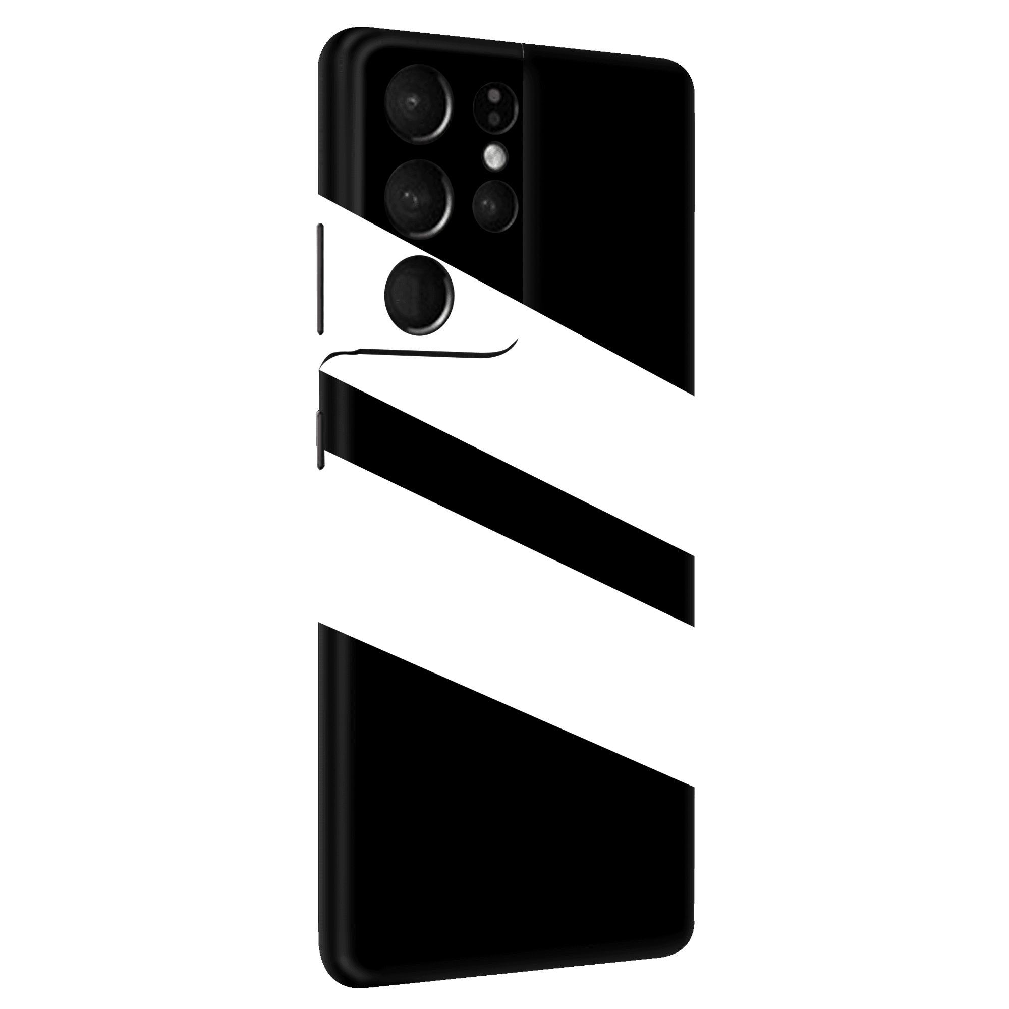 Samsung S21 Ultra Kaplama Siyah Beyaz Şerit