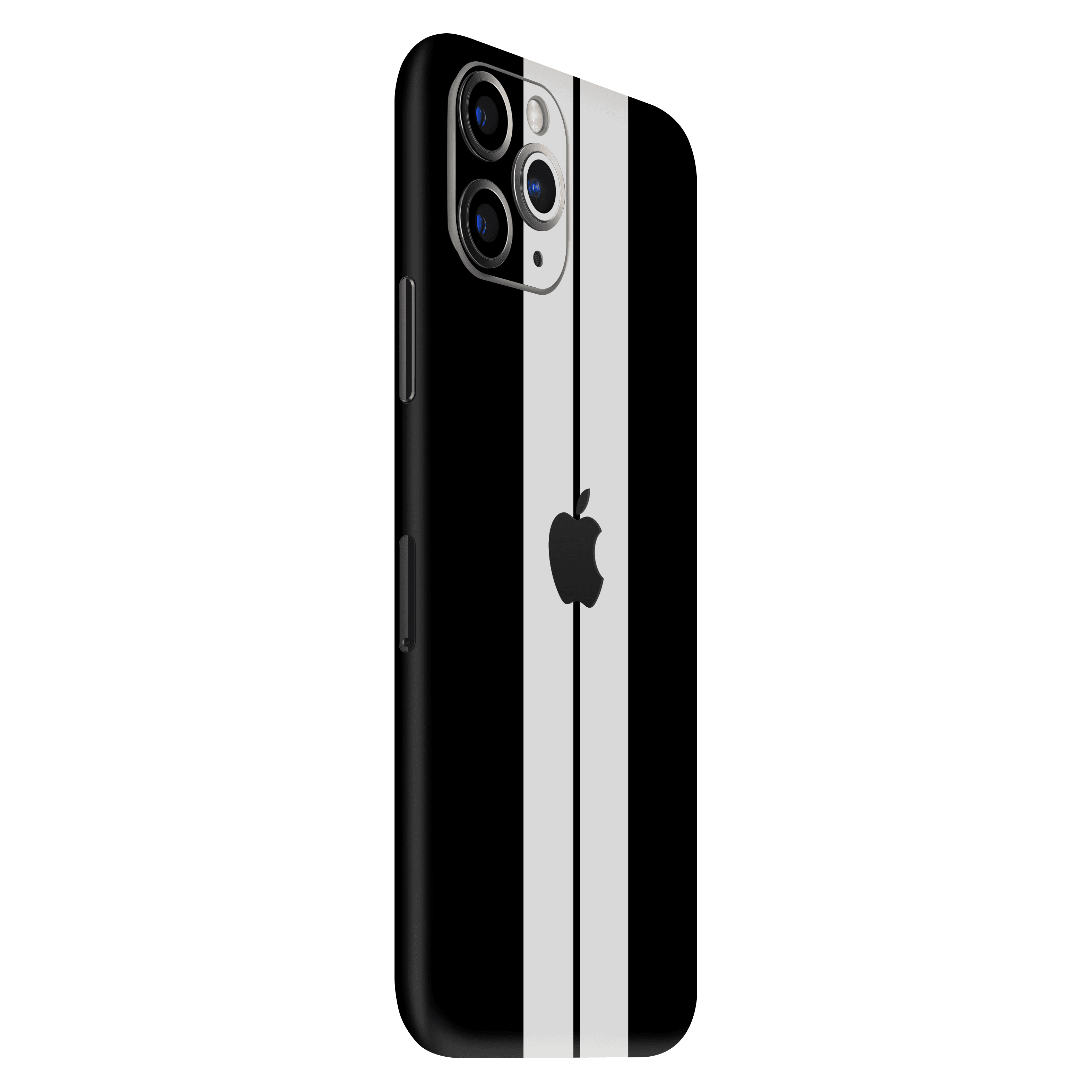 iPhone 11 Pro Max Kaplama Siyah Çift Beyaz Şerit