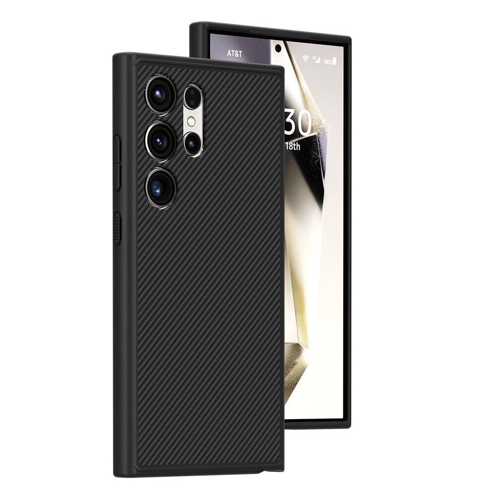 Galaxy S24 Ultra Kılıf M-safe Şarj Özellikli Karbon Fiber Görünümlü T-Karbon